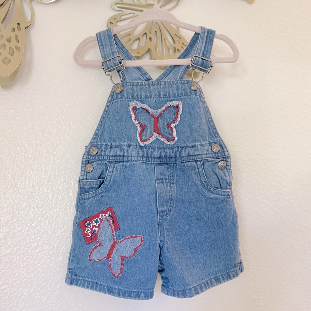 Vintage 90s y2k Butterfly Chambray Denim Overalls